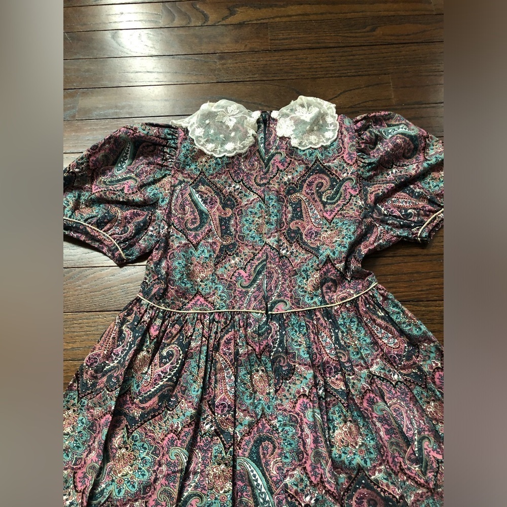 *VGUC* Rare Editions Girls 7 Vintage Purple Paisley Short-Sleeved A-Line Dress - Picture 13 of 15